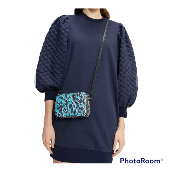 NWT Ted Baker Quiltt Leopard Print Camera HandBag / Bag in Olive - Picture 2 of 12